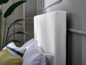 Modway Furniture Taylor Upholstered Linen Fabric Headboard for Full/Queen Beds - Stylish Comfort & Easy Assembly White MOD-5880-WHI