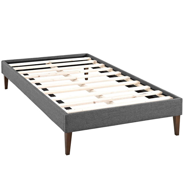 Modway Furniture Tessie Fabric Twin Bed Frame - Mid-Century Modern Design with Solid Wood Support & Stylish Legs MOD-5895-GRY