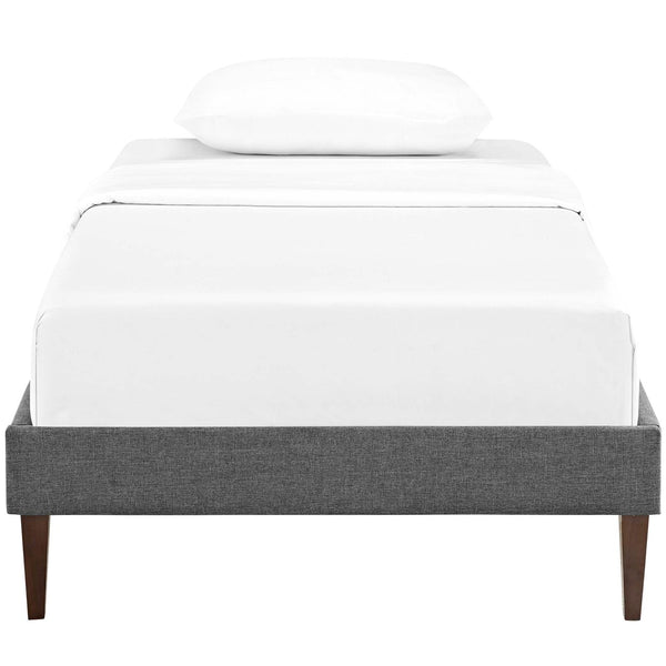 Modway Furniture Tessie Fabric Twin Bed Frame - Mid-Century Modern Design with Solid Wood Support & Stylish Legs MOD-5895-GRY