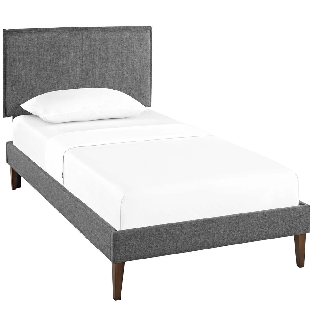 Modway Furniture Amaris Twin Platform Bed – Mid-Century Modern Design, Durable Upholstery, No Box Spring Needed! MOD-5906-GRY