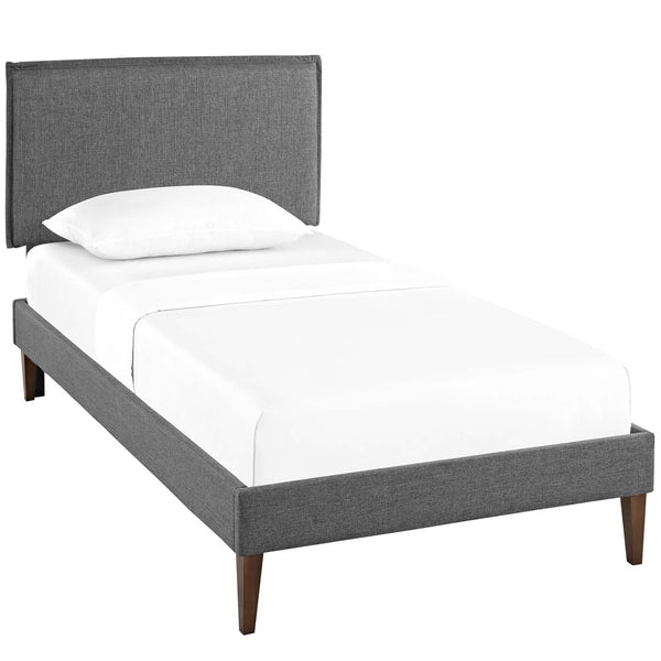 Modway Furniture Amaris Twin Platform Bed – Mid-Century Modern Design, Durable Upholstery, No Box Spring Needed! MOD-5906-GRY