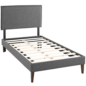 Modway Furniture Amaris Twin Platform Bed – Mid-Century Modern Design, Durable Upholstery, No Box Spring Needed! MOD-5906-GRY