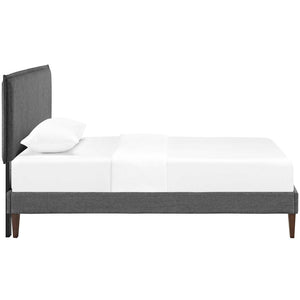 Modway Furniture Amaris Twin Platform Bed – Mid-Century Modern Design, Durable Upholstery, No Box Spring Needed! MOD-5906-GRY