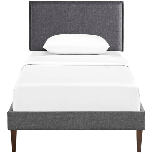 Modway Furniture Amaris Twin Platform Bed – Mid-Century Modern Design, Durable Upholstery, No Box Spring Needed! MOD-5906-GRY