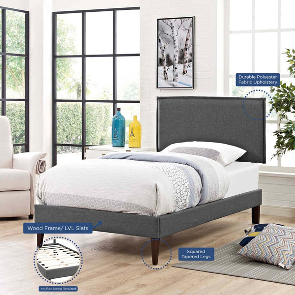 Modway Furniture Amaris Twin Platform Bed – Mid-Century Modern Design, Durable Upholstery, No Box Spring Needed! MOD-5906-GRY