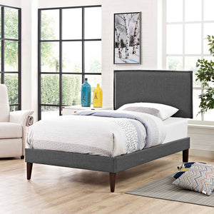 Modway Furniture Amaris Twin Platform Bed – Mid-Century Modern Design, Durable Upholstery, No Box Spring Needed! MOD-5906-GRY