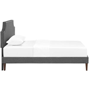 Modway Furniture Corene Fabric Twin Platform Bed - Stylish Mid-Century Modern Design with Tapered Legs in Gray MOD-5951-GRY