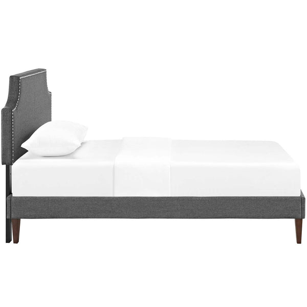 Modway Furniture Corene Fabric Twin Platform Bed - Stylish Mid-Century Modern Design with Tapered Legs in Gray MOD-5951-GRY