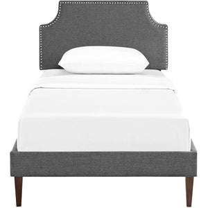Modway Furniture Corene Fabric Twin Platform Bed - Stylish Mid-Century Modern Design with Tapered Legs in Gray MOD-5951-GRY