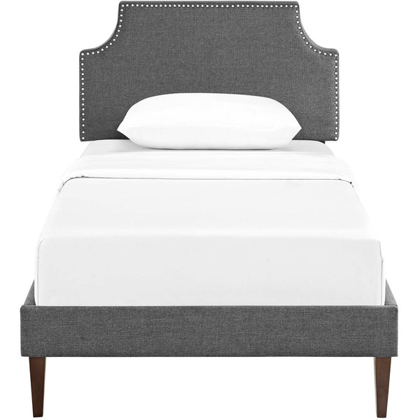 Modway Furniture Corene Fabric Twin Platform Bed - Stylish Mid-Century Modern Design with Tapered Legs in Gray MOD-5951-GRY