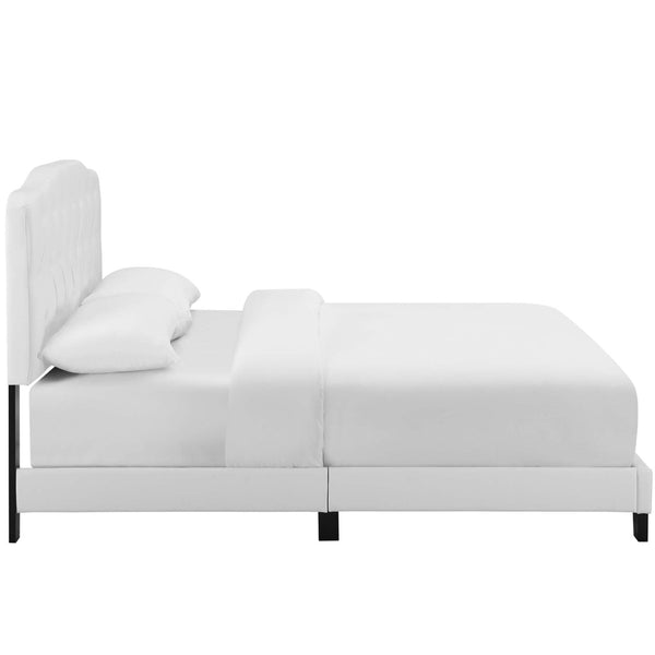 Modway Furniture Amelia Faux Leather Full Bed - Elegant Button-Tufted Design, Durable Support, Modern Comfort Style MOD-5991-WHI