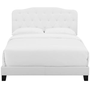 Modway Furniture Amelia Faux Leather Full Bed - Elegant Button-Tufted Design, Durable Support, Modern Comfort Style MOD-5991-WHI