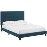 Modway Furniture Melanie King Tufted Button Upholstered Fabric Platform Bed Azure 85.5 x 80 x 48