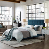 Modway Furniture Melanie King Tufted Button Upholstered Fabric Platform Bed Azure 85.5 x 80 x 48