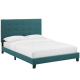 Modway Furniture Melanie King Tufted Button Upholstered Fabric Platform Bed Teal 85.5 x 80 x 48