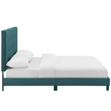 Modway Furniture Melanie King Tufted Button Upholstered Fabric Platform Bed Teal 85.5 x 80 x 48