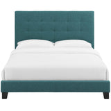 Modway Furniture Melanie King Tufted Button Upholstered Fabric Platform Bed Teal 85.5 x 80 x 48