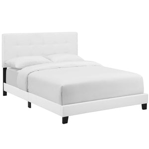 Modway Furniture Amira Upholstered Fabric Full Bed - Elegant Button-Tufted Design for Stylish Bedrooms and Comfort White MOD-6000-WHI