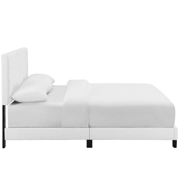 Modway Furniture Amira Upholstered Fabric Queen Bed – Modern Button-Tufted Design for Elegant Bedroom Retreat White MOD-6001-WHI