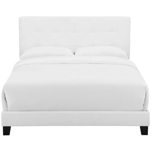 Modway Furniture Amira Upholstered Fabric Queen Bed – Modern Button-Tufted Design for Elegant Bedroom Retreat White MOD-6001-WHI