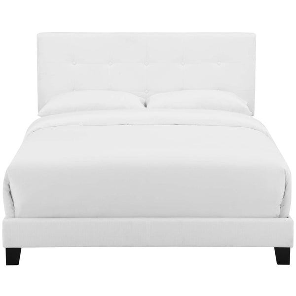 Modway Furniture Amira Upholstered Fabric Queen Bed – Modern Button-Tufted Design for Elegant Bedroom Retreat White MOD-6001-WHI