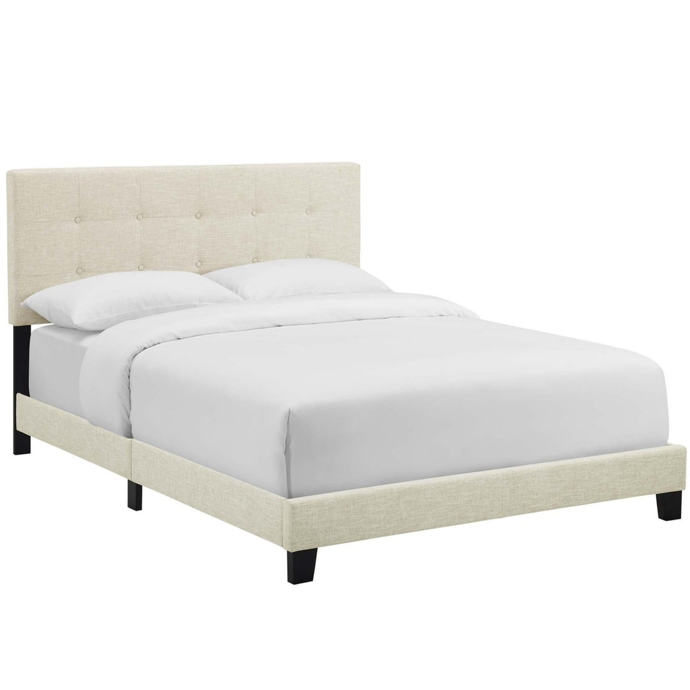 Modway Furniture Amira Upholstered King Bed - Chic Beige Design with Button-Tufted Headboard & Solid Wood Frame MOD-6002-BEI