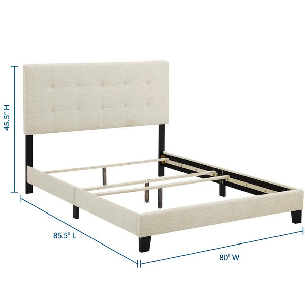 Modway Furniture Amira Upholstered King Bed - Chic Beige Design with Button-Tufted Headboard & Solid Wood Frame MOD-6002-BEI