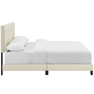 Modway Furniture Amira Upholstered King Bed - Chic Beige Design with Button-Tufted Headboard & Solid Wood Frame MOD-6002-BEI