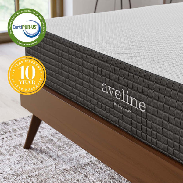 Modway Furniture Aveline 10" California King Mattress - Cooling Gel-Infused Memory Foam for Restorative Sleep Comfort MOD-6079-WHI