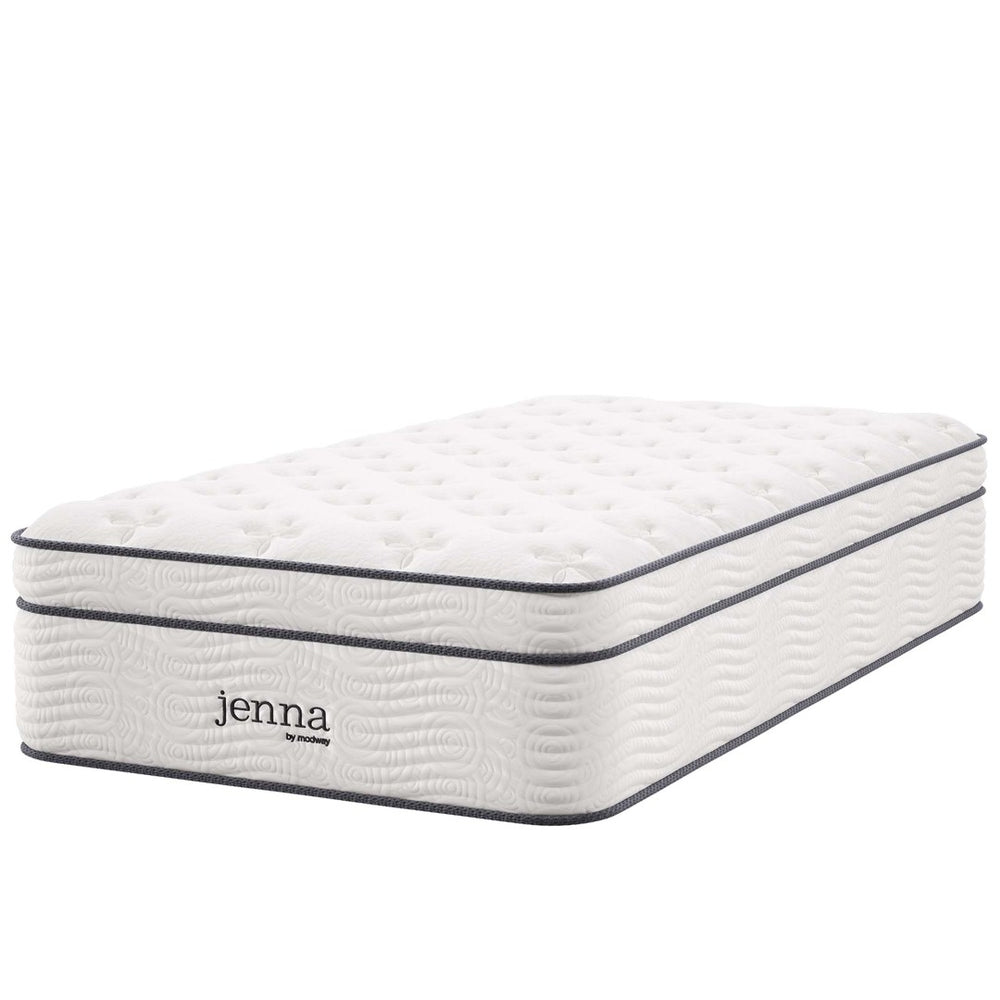 Modway Furniture Jenna 14" Hybrid Twin Mattress - Innerspring & Foam for Ultimate Support, Pressure Relief & Cooling MOD-6082-WHI