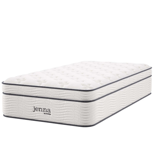Modway Furniture Jenna 14" Hybrid Twin Mattress - Innerspring & Foam for Ultimate Support, Pressure Relief & Cooling MOD-6082-WHI