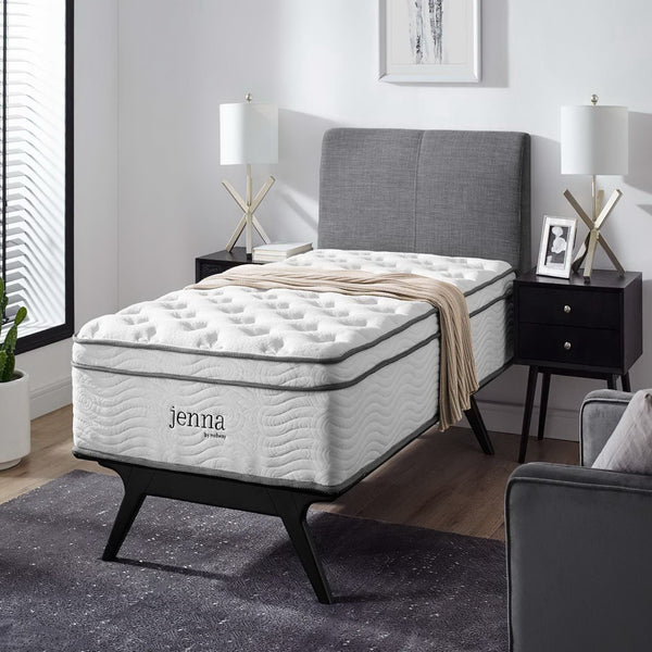 Modway Furniture Jenna 14" Hybrid Twin Mattress - Innerspring & Foam for Ultimate Support, Pressure Relief & Cooling MOD-6082-WHI