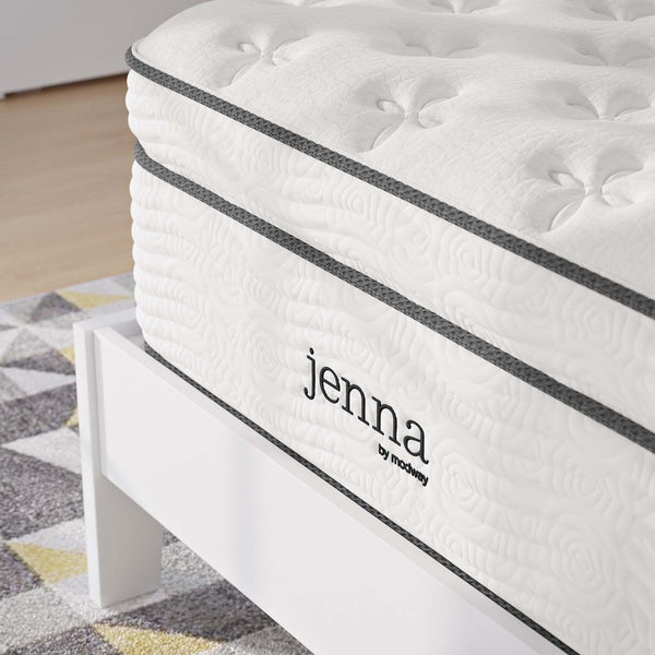 Modway Furniture Jenna 14" Hybrid Twin Mattress - Innerspring & Foam for Ultimate Support, Pressure Relief & Cooling MOD-6082-WHI