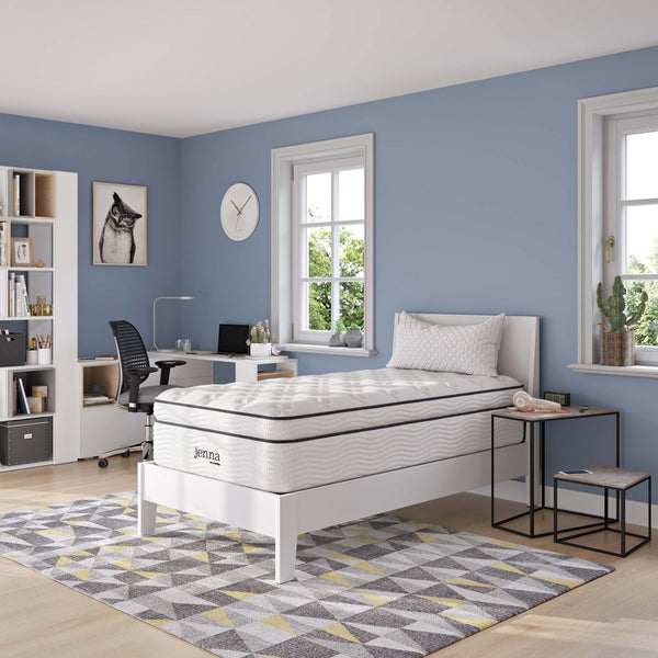 Modway Furniture Jenna 14" Hybrid Twin Mattress - Innerspring & Foam for Ultimate Support, Pressure Relief & Cooling MOD-6082-WHI