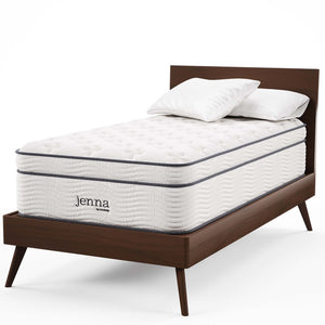 Modway Furniture Jenna 14" Hybrid Twin Mattress - Innerspring & Foam for Ultimate Support, Pressure Relief & Cooling MOD-6082-WHI
