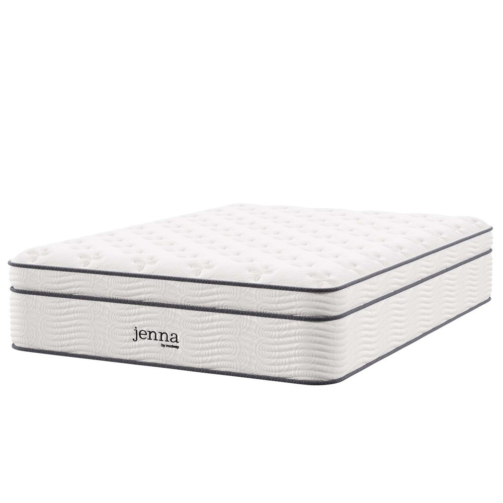 Modway Furniture Jenna 14" Hybrid Full Mattress - Breathable Foam & Pocket Coils for Ultimate Comfort & Support MOD-6083-WHI