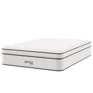 Modway Furniture Jenna 14" Hybrid Full Mattress - Breathable Foam & Pocket Coils for Ultimate Comfort & Support MOD-6083-WHI