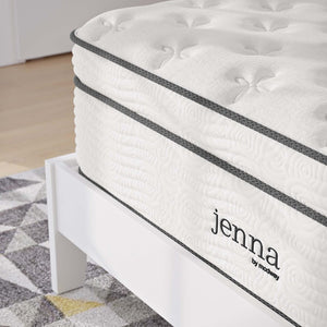 Modway Furniture Jenna 14" Hybrid Full Mattress - Breathable Foam & Pocket Coils for Ultimate Comfort & Support MOD-6083-WHI