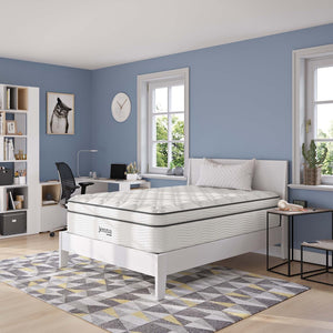 Modway Furniture Jenna 14" Hybrid Full Mattress - Breathable Foam & Pocket Coils for Ultimate Comfort & Support MOD-6083-WHI