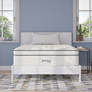 Modway Furniture Jenna 14" Hybrid Full Mattress - Breathable Foam & Pocket Coils for Ultimate Comfort & Support MOD-6083-WHI