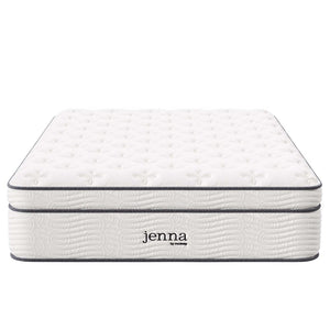 Modway Furniture Jenna 14" Hybrid Full Mattress - Breathable Foam & Pocket Coils for Ultimate Comfort & Support MOD-6083-WHI