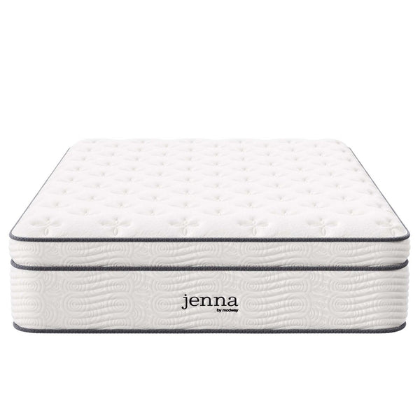 Modway Furniture Jenna 14" Hybrid Full Mattress - Breathable Foam & Pocket Coils for Ultimate Comfort & Support MOD-6083-WHI