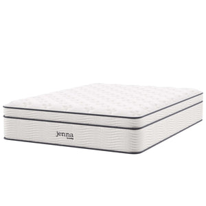 Modway Furniture Jenna 14" Hybrid Queen Mattress - Innerspring & Foam for Ultimate Comfort, Support, and Cool Sleep MOD-6084-WHI