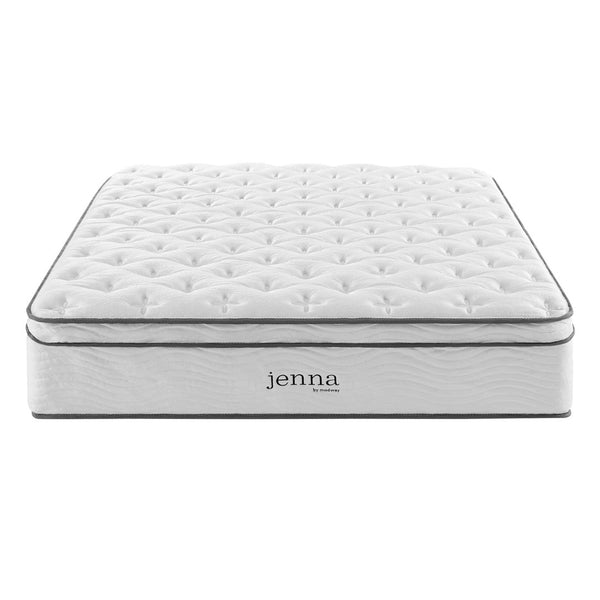 Modway Furniture Jenna 14" Hybrid Queen Mattress - Innerspring & Foam for Ultimate Comfort, Support, and Cool Sleep MOD-6084-WHI