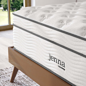 Modway Furniture Jenna 14" Hybrid Queen Mattress - Innerspring & Foam for Ultimate Comfort, Support, and Cool Sleep MOD-6084-WHI