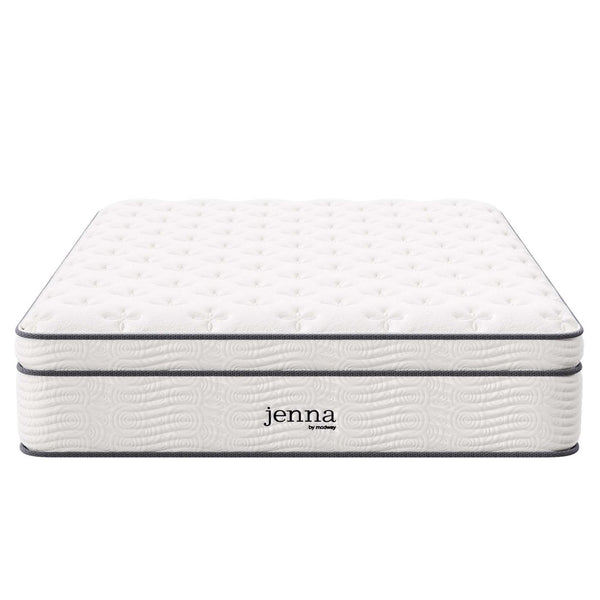 Modway Furniture Jenna 14" Hybrid Queen Mattress - Innerspring & Foam for Ultimate Comfort, Support, and Cool Sleep MOD-6084-WHI