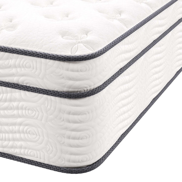 Modway Furniture Jenna 14" Hybrid Queen Mattress - Innerspring & Foam for Ultimate Comfort, Support, and Cool Sleep MOD-6084-WHI