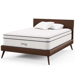 Modway Furniture Jenna 14" Hybrid Queen Mattress - Innerspring & Foam for Ultimate Comfort, Support, and Cool Sleep MOD-6084-WHI