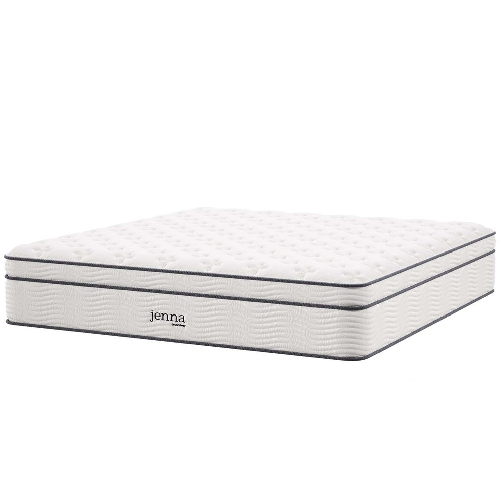 Modway Furniture Jenna 14" Hybrid King Mattress with Innerspring Support & Cooling Foam for Ultimate Comfort MOD-6085-WHI