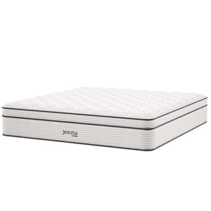 Modway Furniture Jenna 14" Hybrid King Mattress with Innerspring Support & Cooling Foam for Ultimate Comfort MOD-6085-WHI